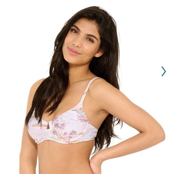 New! FRESHWATER Underwire Bikini Top XXL Tropical Removable Cups Adj Straps NWT - Picture 3 of 9